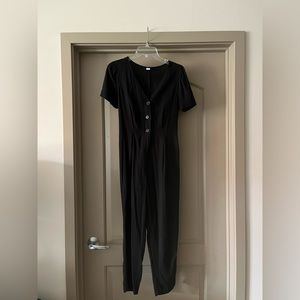 XS, Casual Black Jumpsuit